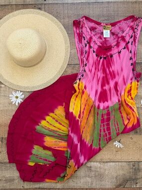 InGear Pink Tie-Dye Midi Dress VACATION, Summer